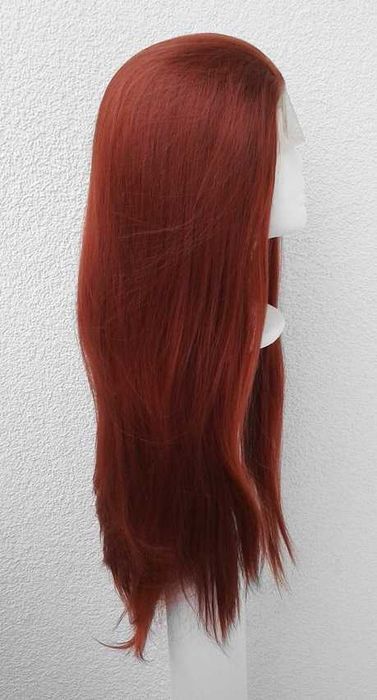 Lace Front Czerwona ruda peruka długa prosta z przedziałkiem cosplay