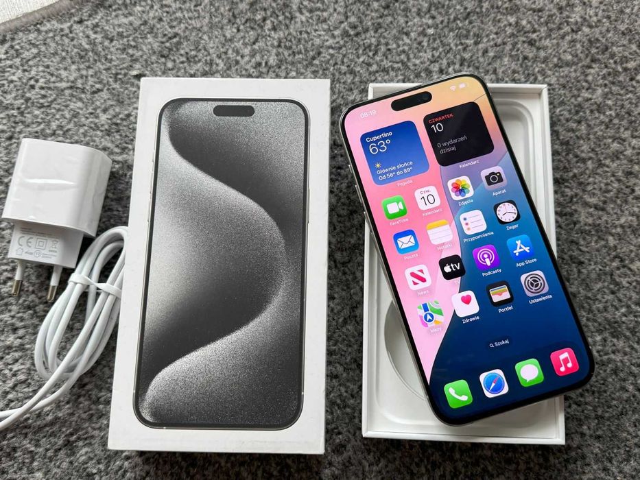iPhone 15 Pro Max 256GB WHITE BIAŁY Silver Bat97% Gwarancja FV