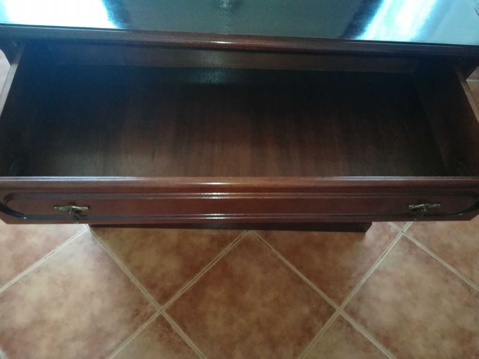 Comoda Com Espelho Madeira Maciça Castanho