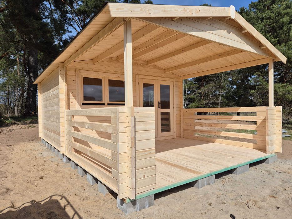 dostepny od ZARAZ domek drewniany+TARAS* 7m x 4m*28 m2 *SCIANY aż 45mm