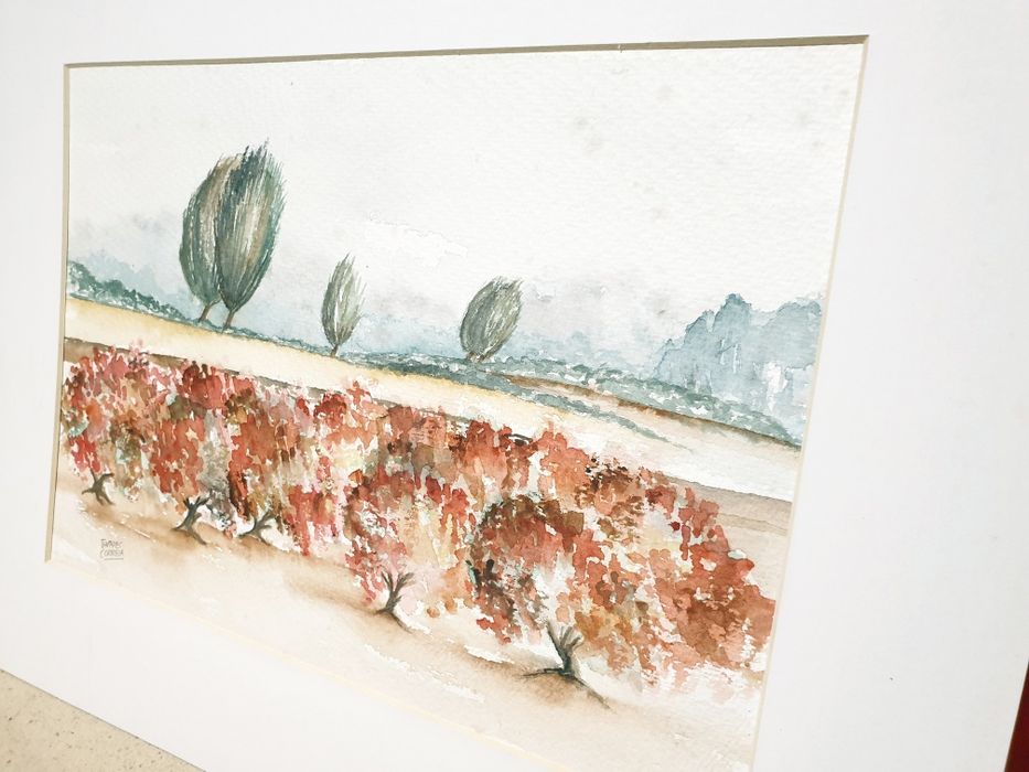 Mestre José Tavares Correia - Paisagem aquarela assinada