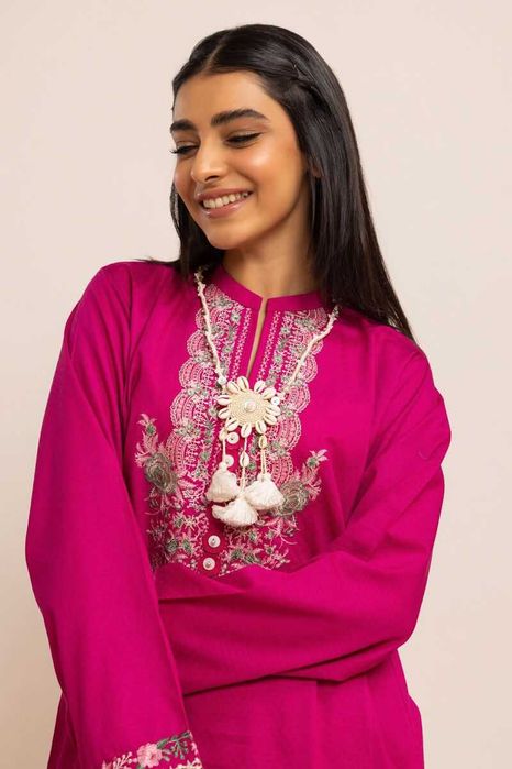 Różowa tunika indyjska S 36 kameez róż haft etno folk boho hippie