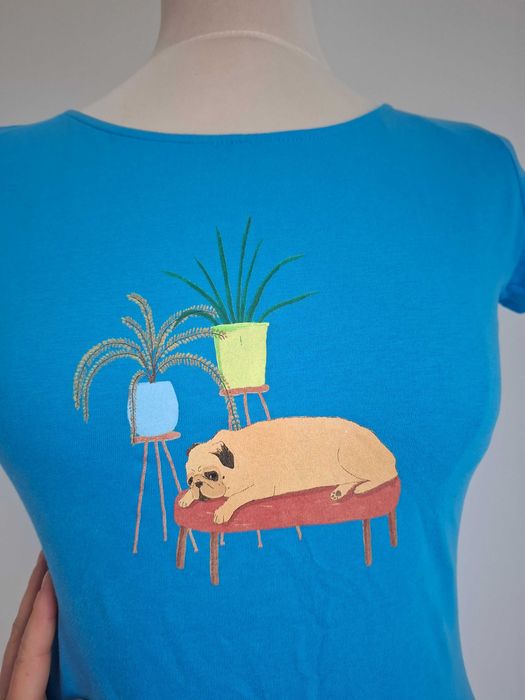 Koszulka Tatuum S nadruk pies mops mopsik 100% bawełna organiczna