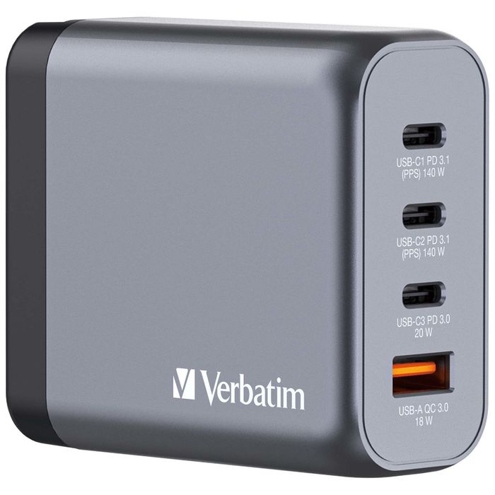outlet verbatim gnc-140 ładowarka sieciowa gan 140w 3xusb-c pd qc3.0