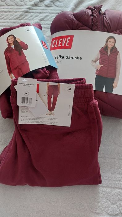 Nowy komplet damski dres welurowy plus kamizelka M