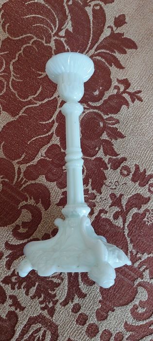 Castiçal vidro opalino branco