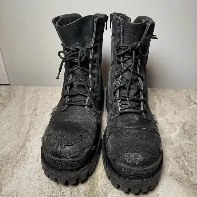 Balenciaga Strike boots black distress ботинки | баленсиага страйк