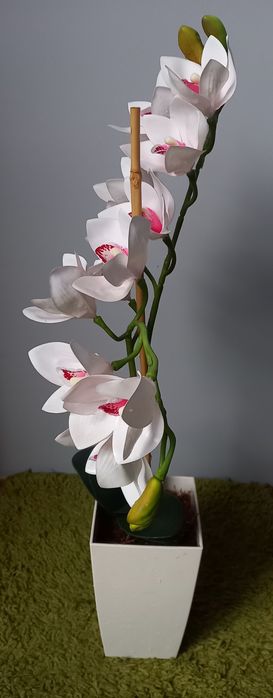 Sztuczny Storczyk w doniczce duży 72cm biały