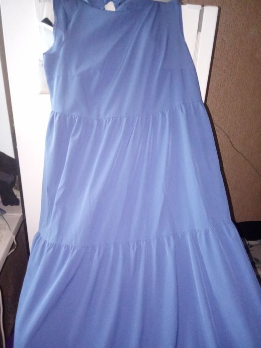 Блакитний сарафан з воланами, бантом. M-XL.