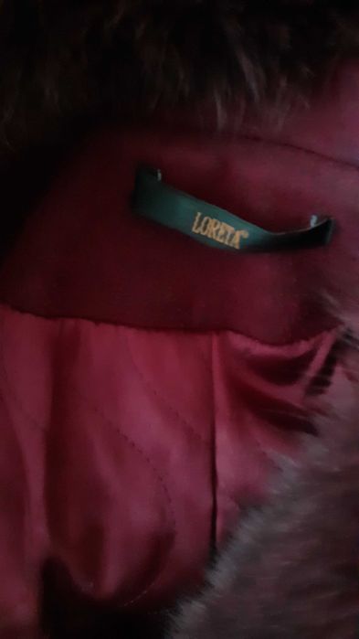Płaszcz z lisem burgund