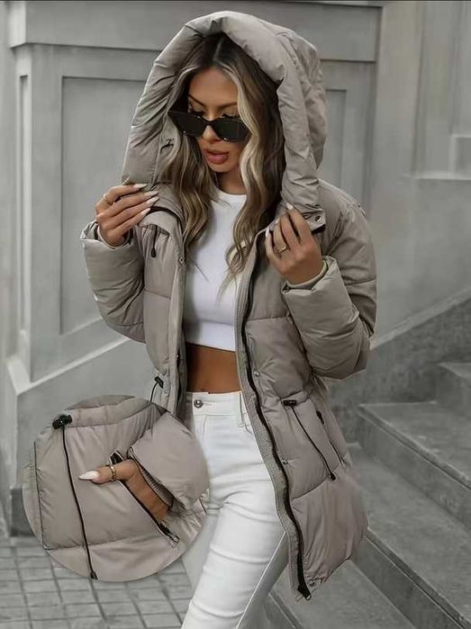 Жіноча зимова куртка-пуховик з капюшоном, нова, р. С-М