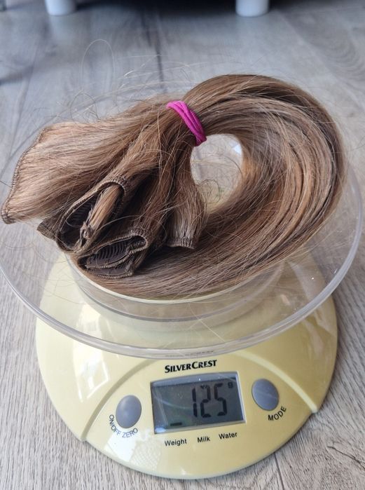 Włosy naturalne azjatyckie ciemny blond Clip in 39 cm, 125 g doczepian