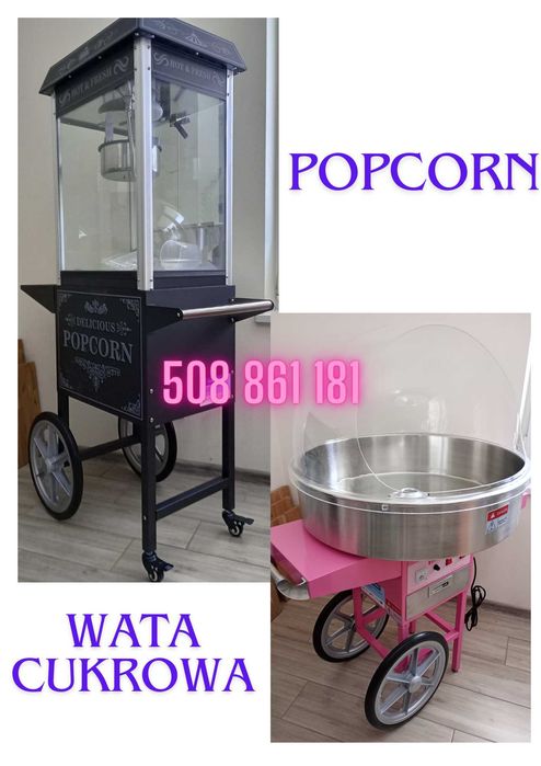Dmuchańce, wata cukrowa, popcorn, stoły, krzesła, zastawa stołowa, itp