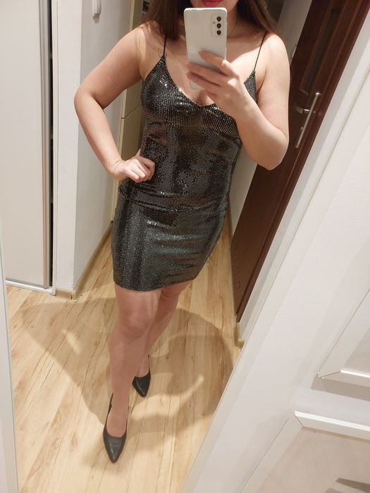 Srebrna sukienka h&m 36