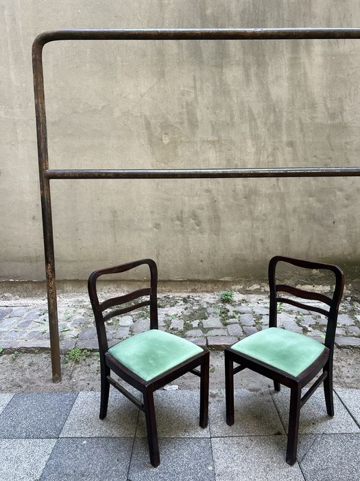 Krzesło krzesła art deco miętowa tapicerka prl vintage retro