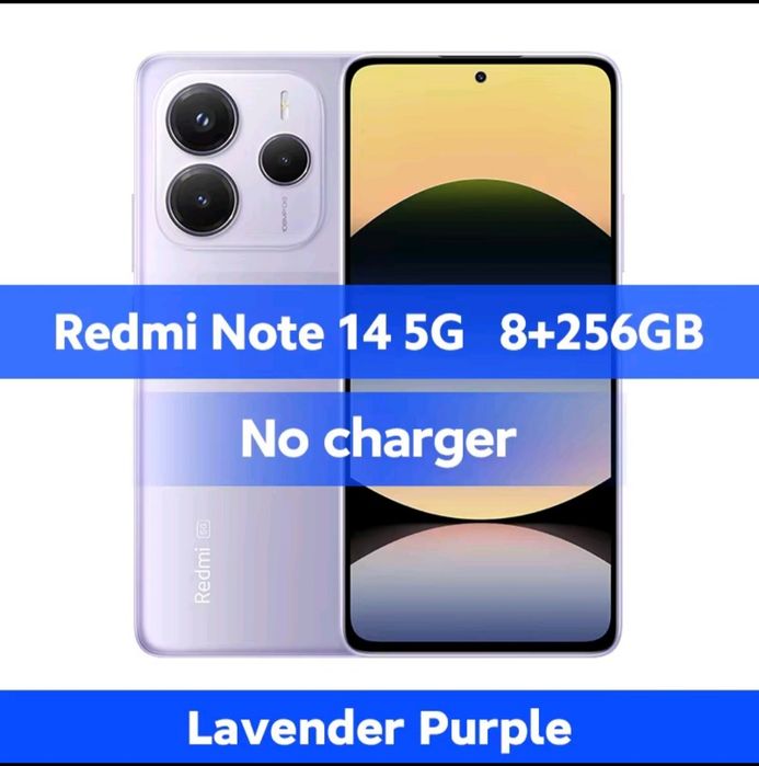 Redmi Note 14 5G Global Version 8/256 GB (NFC, 6,7", 120 Гц, MTK 7025, 108 Мп) Midnight Black/Lavender Purple