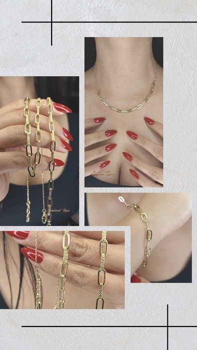 Złoty komplet łańcuszek z bransoletką p.585/9,32g