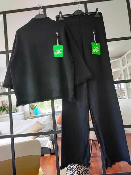 Komplet dzianina sweterkowa wiskoza set angora S M