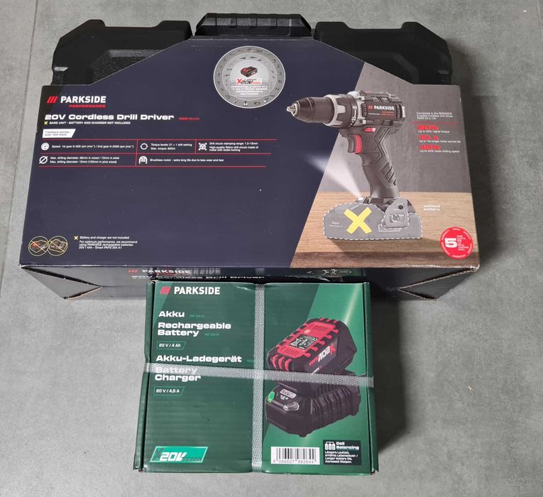 Parkside wkrętarka 20V 60Nm PABSP 20 Li C4 z akumulatorem 4Ah i ładowarką 4,5A