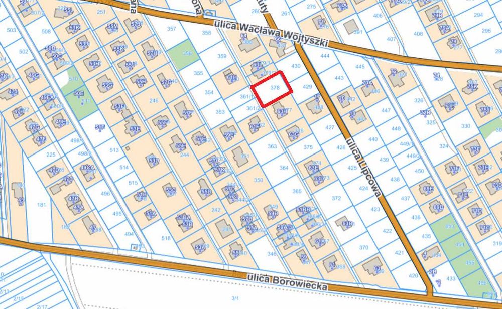 Działka 815 m² Warszawa Wawer ul. Borowiecka