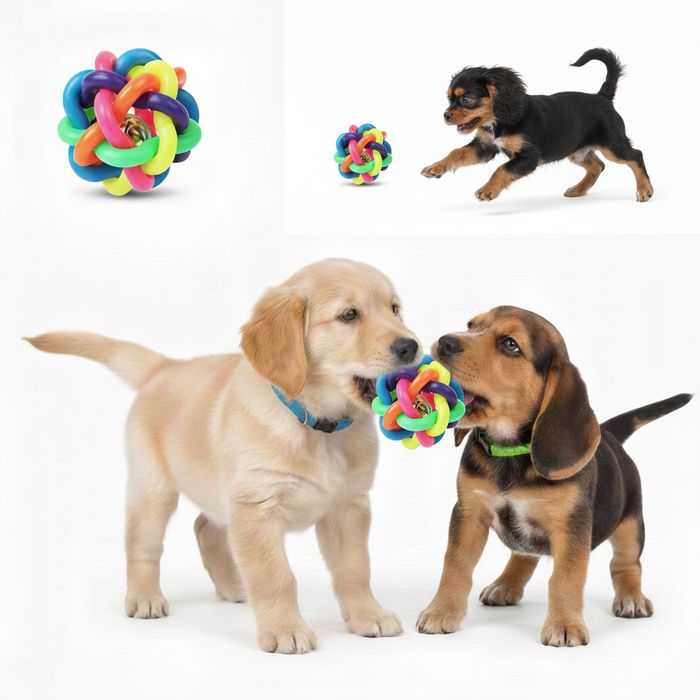 Zabawka dla psa gryzak gumowa piłka dzwoneczek 6cm