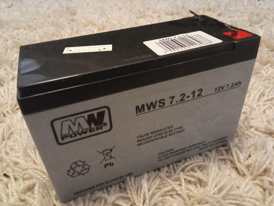 Akumulator AGM 12V 7.2Ah bezobsługowy centrala ups