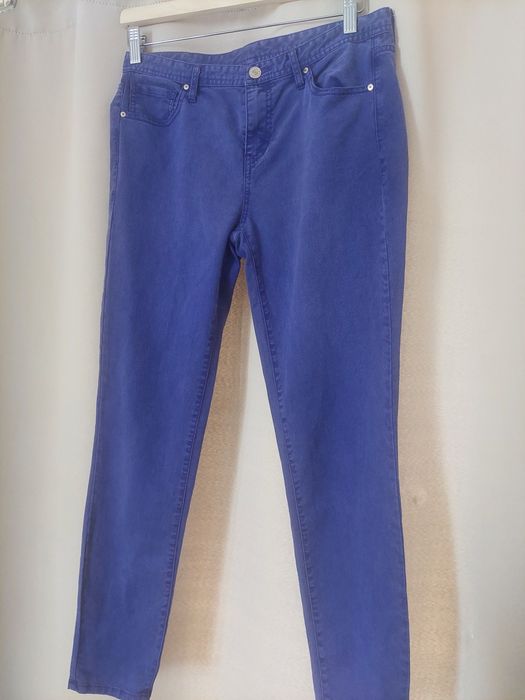 Armani Exchange spodnie fioletowe llyocell rurki trousers premium viol