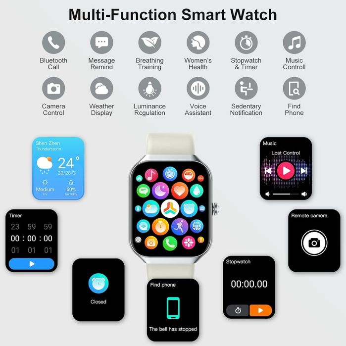 Motast P99 Smartwatch kremowy