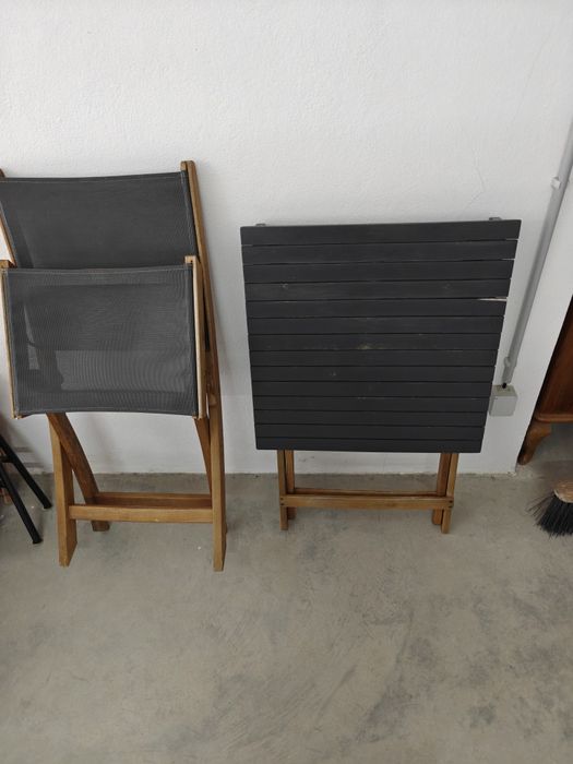 Conjunto jardim - 1 mesa e 1 cadeira Acacia Kasa