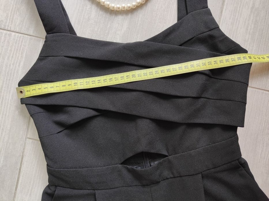 Zara S Czarny elegancki kombinezon z szerokimi nogawkami kuloty