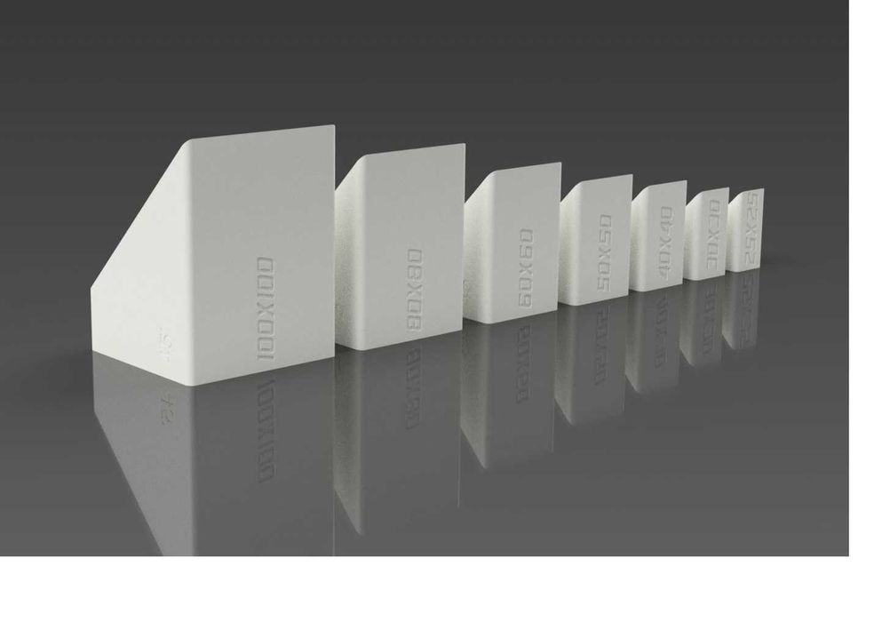 Zestaw szablonów wzorników do zacinania profili 45 stopni 20-100mm