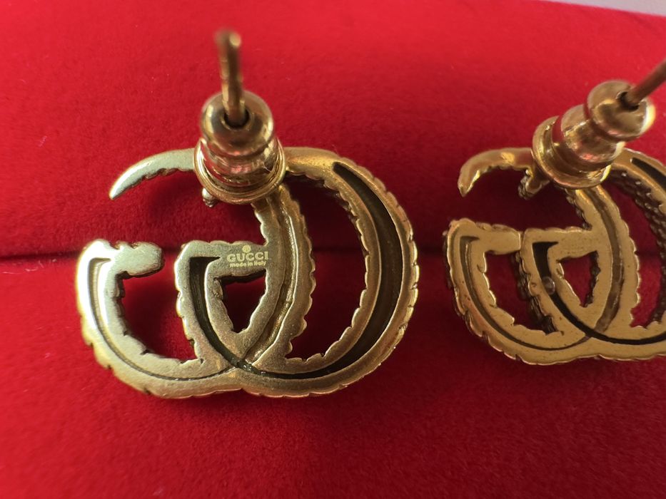 Kolczyki Gucci sztyft stare złoto