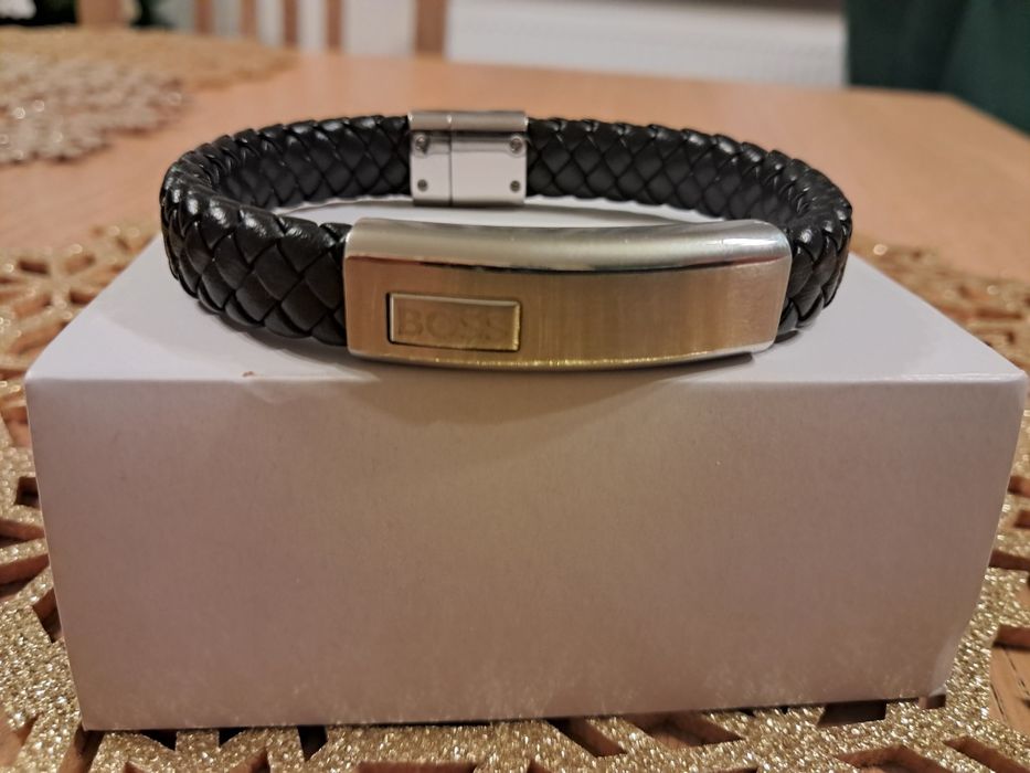 Bransoletka męska boss czarna / srebrna