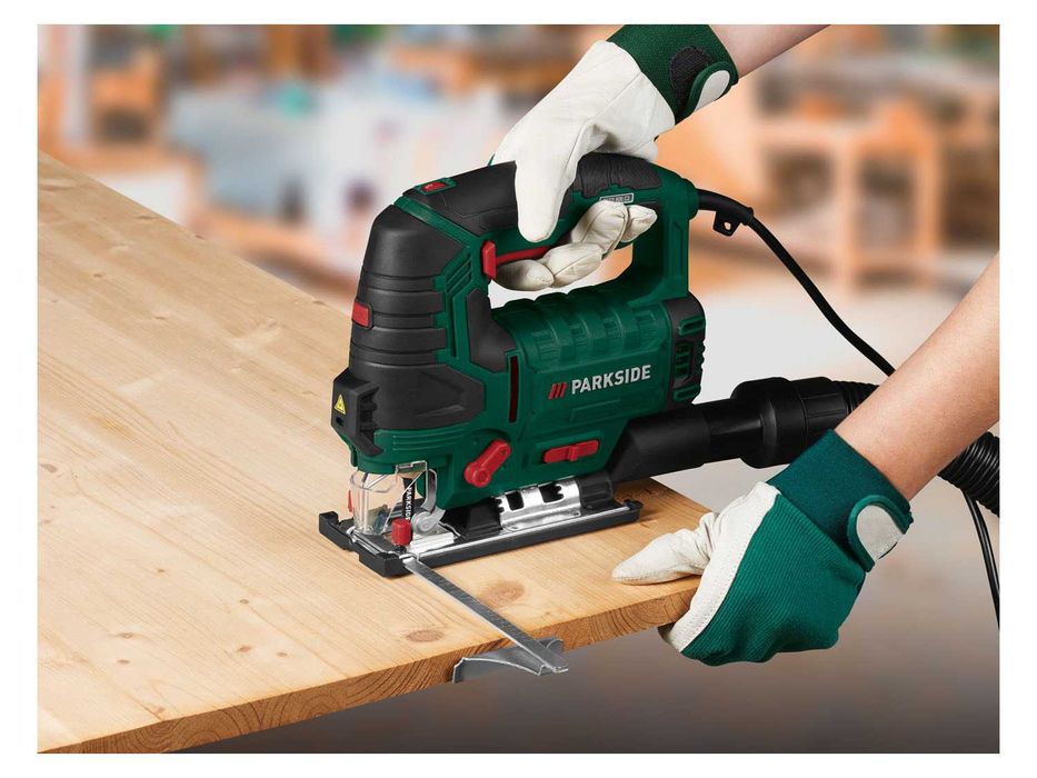 PARKSIDE Wyrzynarka, 800 W Laser, Podświetlenie, Brzeszczoty,