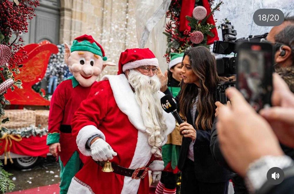 canhão de neve, carrossel, pista de gelo, comboio carris, carrossel, parada de natal