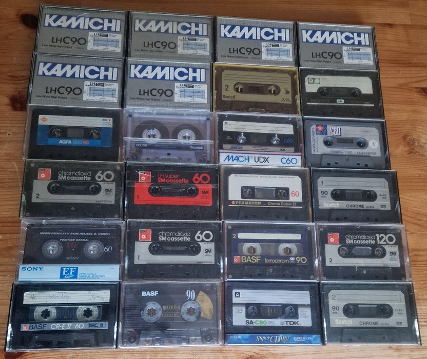 Kasety magnetofonowe TDK BASF Kamichi Sony AGFA-24 sztuki