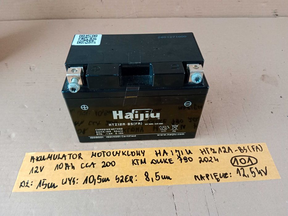 Akumulator Motocyklowy HAIJIU HTZ12A-BS ( FA ) 12V 10Ah CCA 200