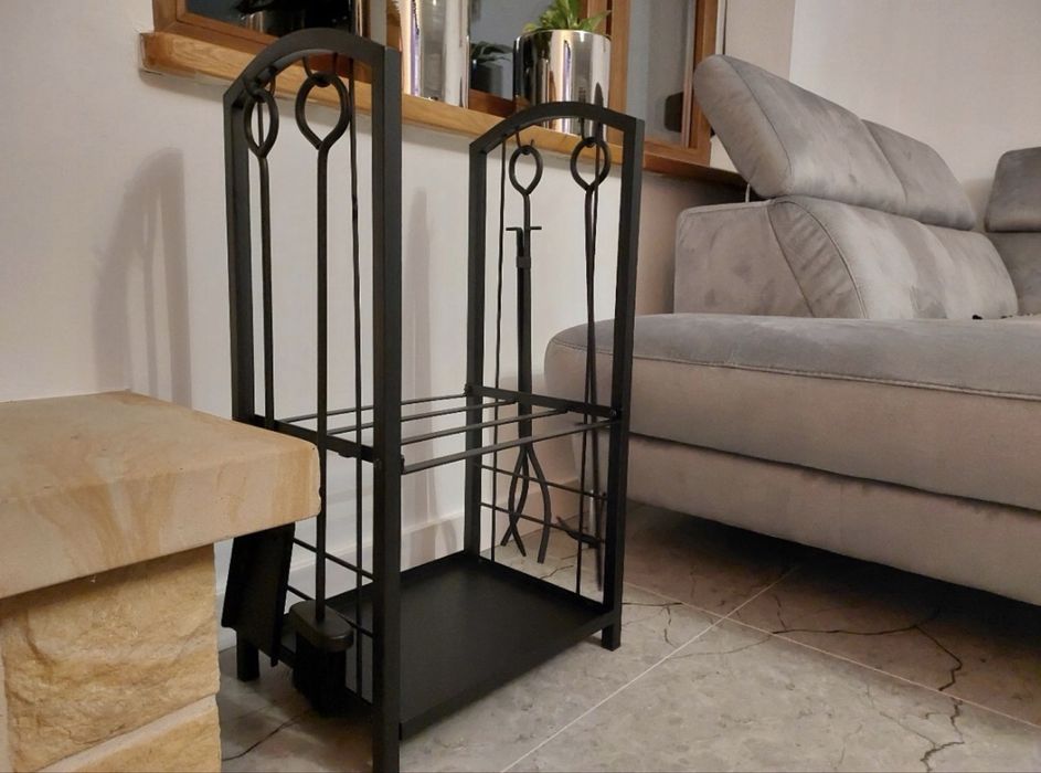 Regal Stojak Kosz na drewno kominkowe uniwersalne prybory do kominka