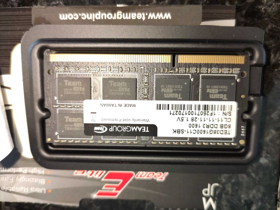RAM 8GB DDR3 1600MHz SO-DIMM (1Rx8) TeamGroup – como nova