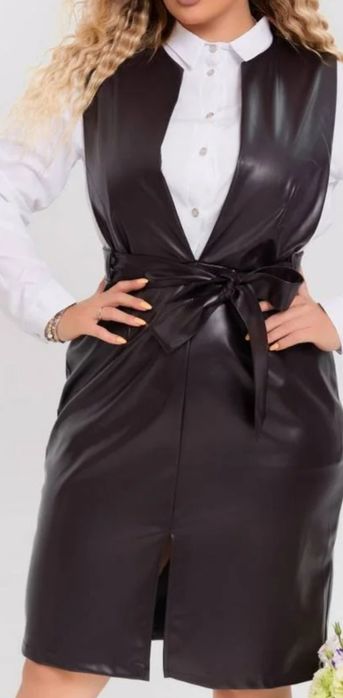 Сарафан шкірзаміннник чорний розмір Л, ХЛ 48-50 дресса