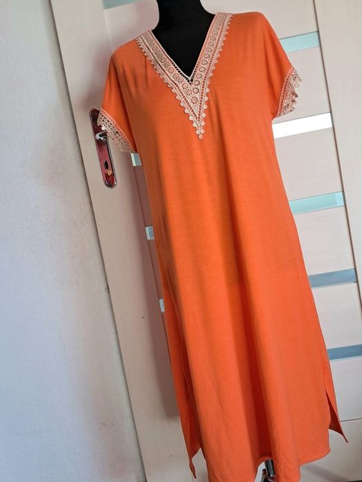 Shein sukienka pomarańczowa z koronką M /L