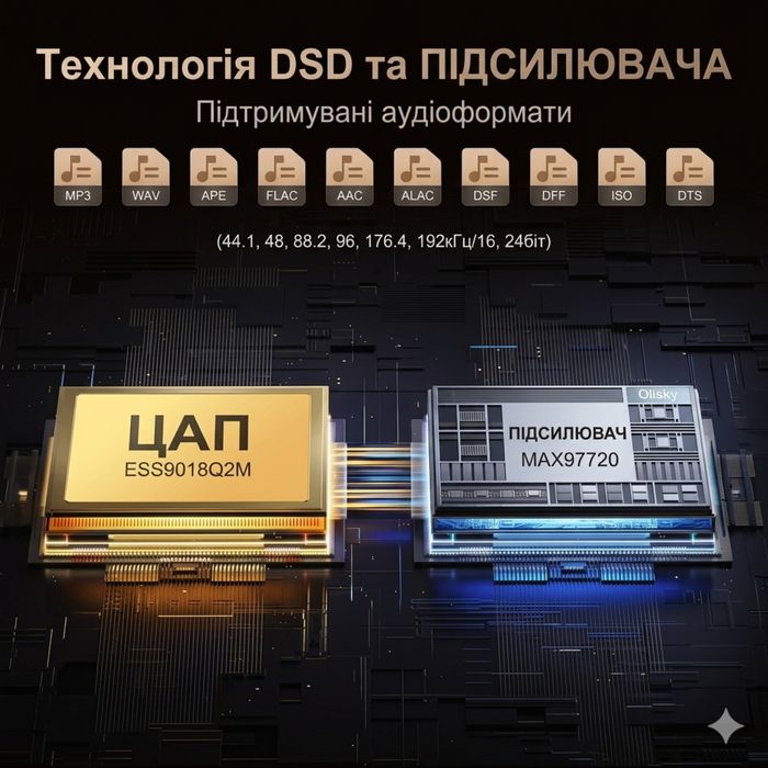 Оригінальний Аудіоплеєр OilSky M308 з підтримкою LDAC DSD512 ESS ES9018Q2M MAX97720 80GB