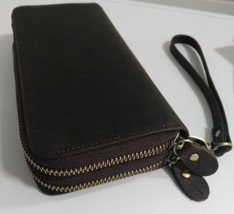 Клатч кожаный, вместительный, большой, стильный, удобный