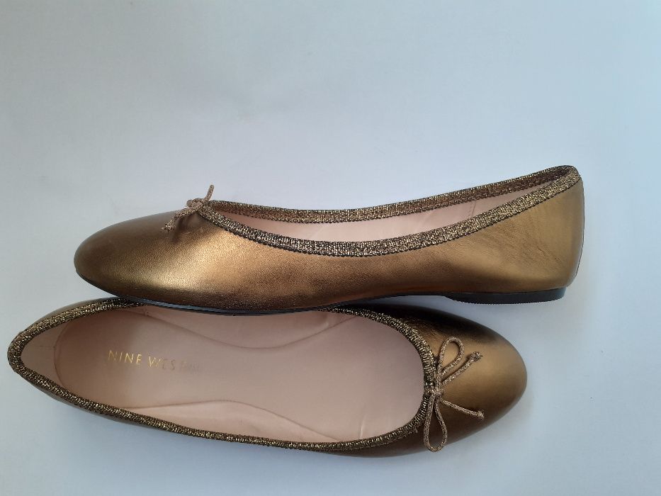 Золотистые кожаные балетки Nine West, новые, размер 38 - 39