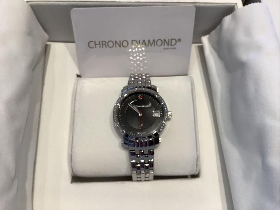 Damski szwajcarski zegarek Chrono Diamond z certyfikatem