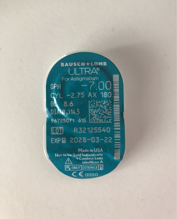 Soczewka kontaktowa miesięczna bausch+lomb ultra for astigmatism -7