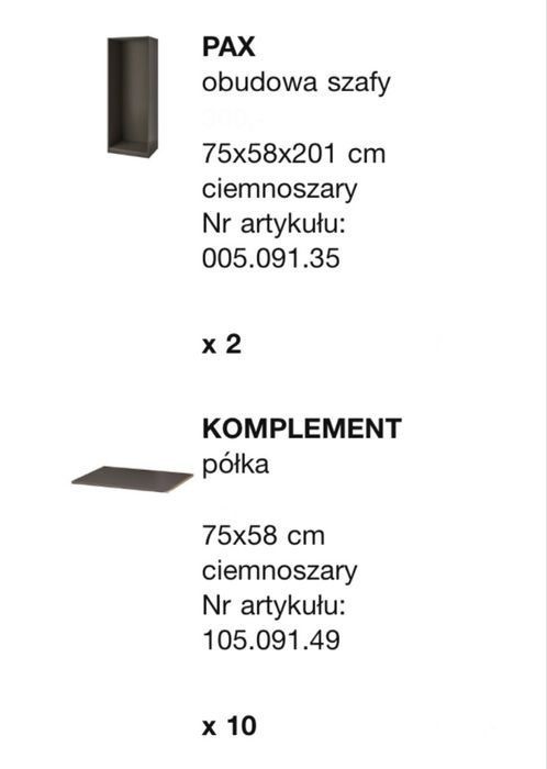 Dwa regaly z polkami PAX ikea