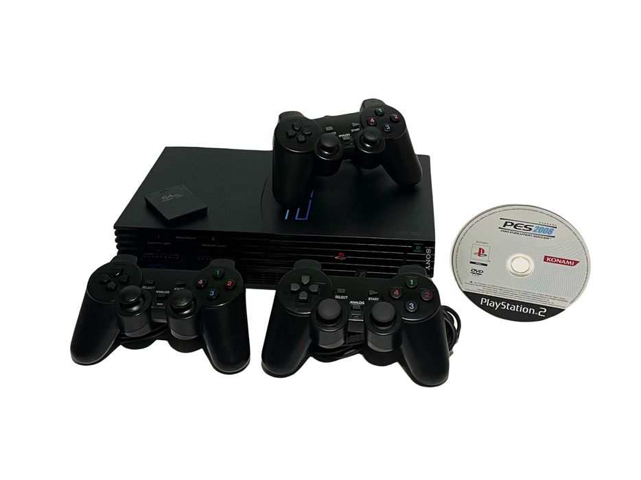 Konsola Sony PlayStation 2 FAT z 3 padami, karta, gra - sprawna