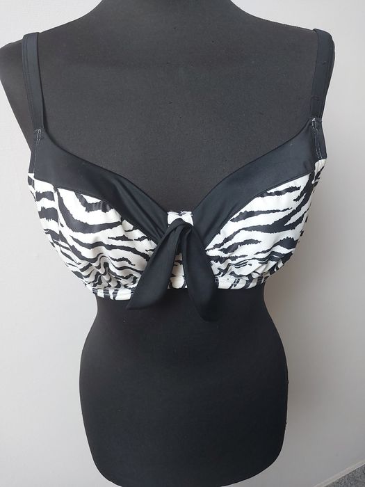 Bikini 85 D czarna panterka majtki 42