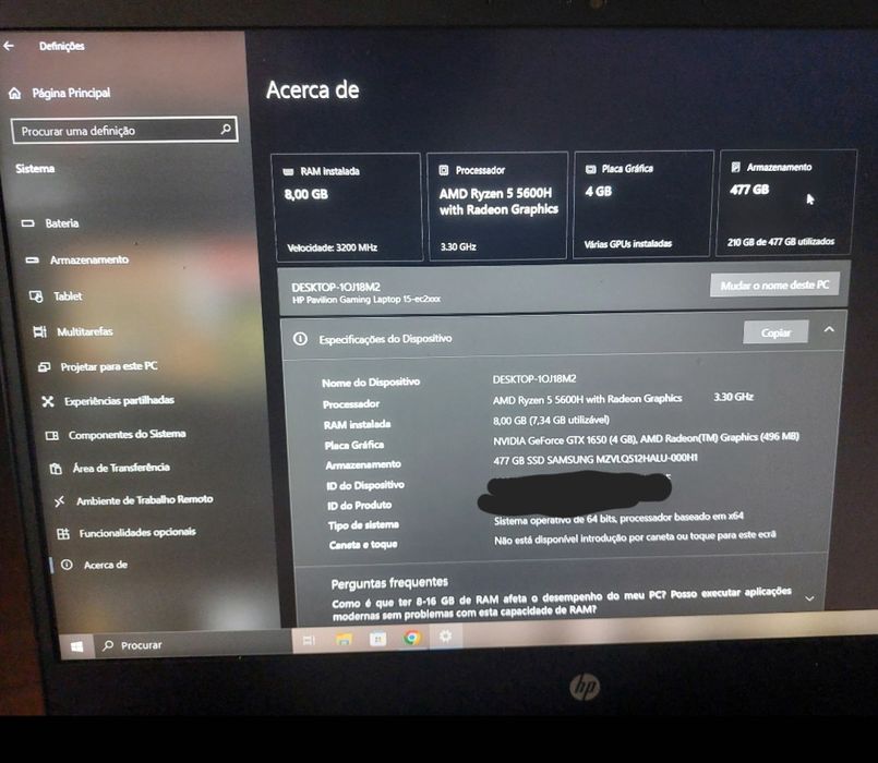 Troco/ Vendo Laptop Hp pavilion gaming 15